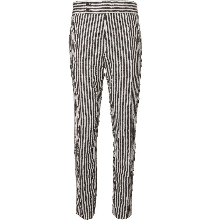 Photo: Haider Ackermann - Slim-Fit Tapered Striped Wool and Cotton-Blend Twill Trousers - Men - White