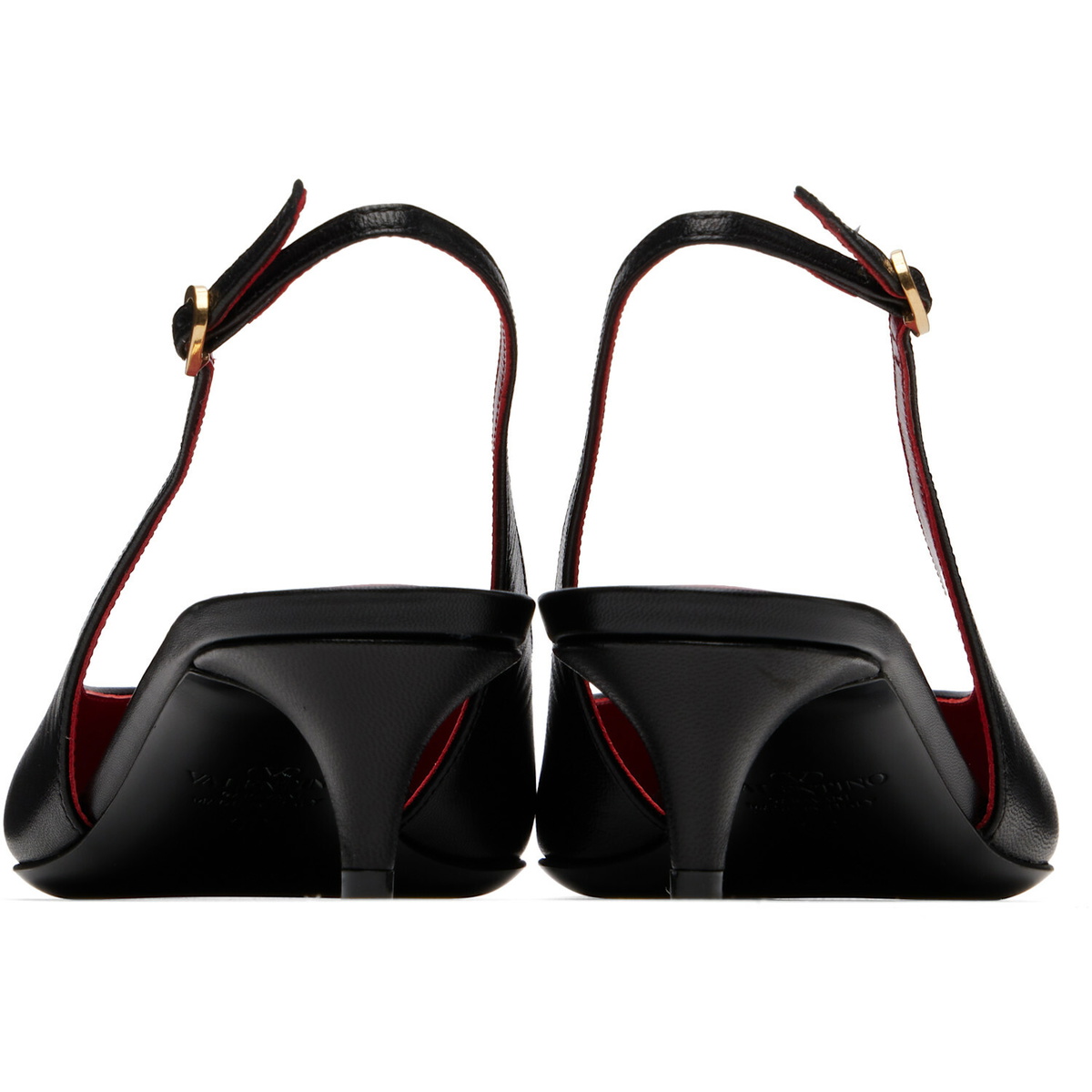 Valentino Garavani Black VLogo Heartip Slingback Heels