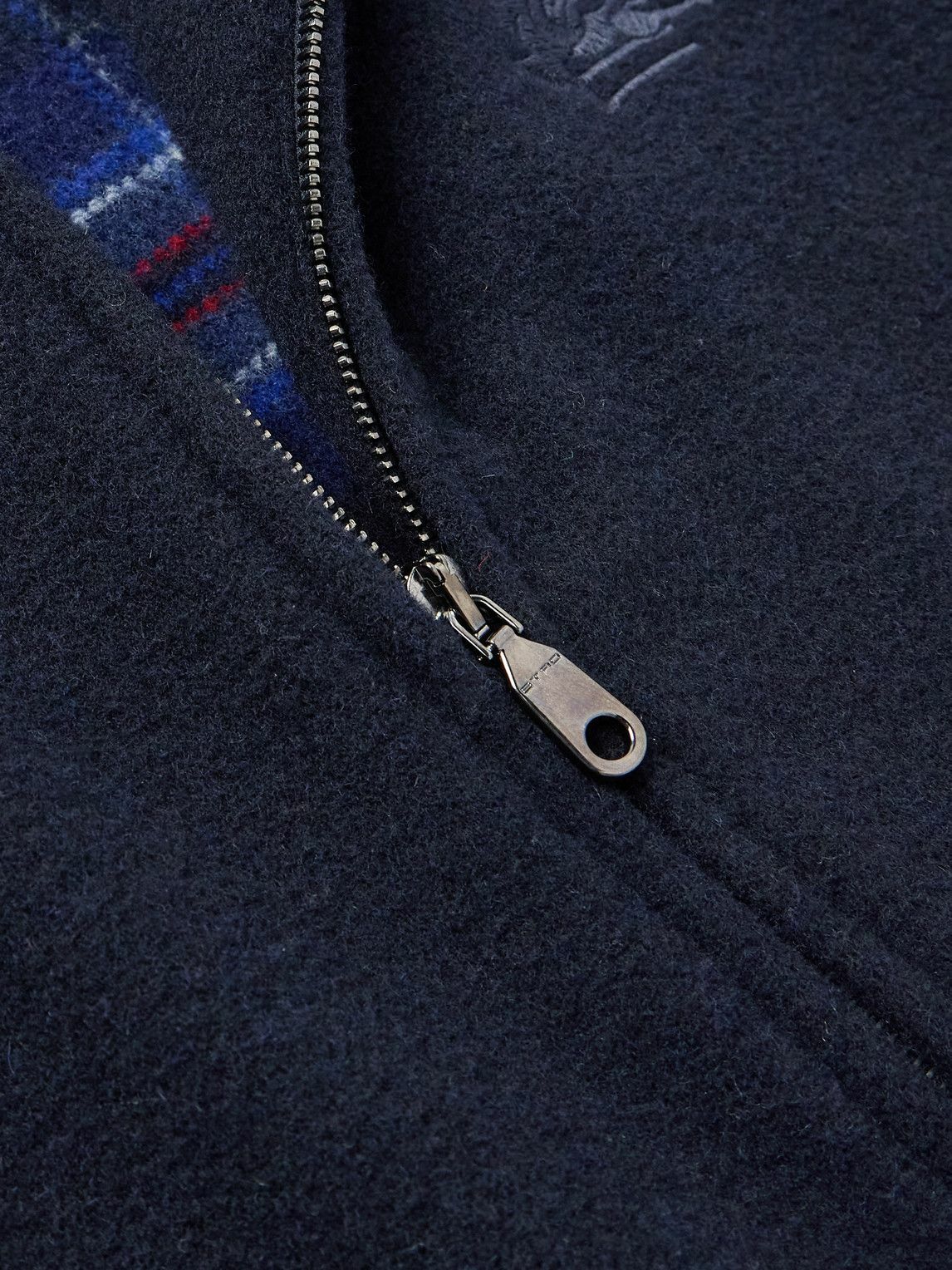 Etro - Logo-Embroidered Wool-Blend Bomber Jacket - Blue