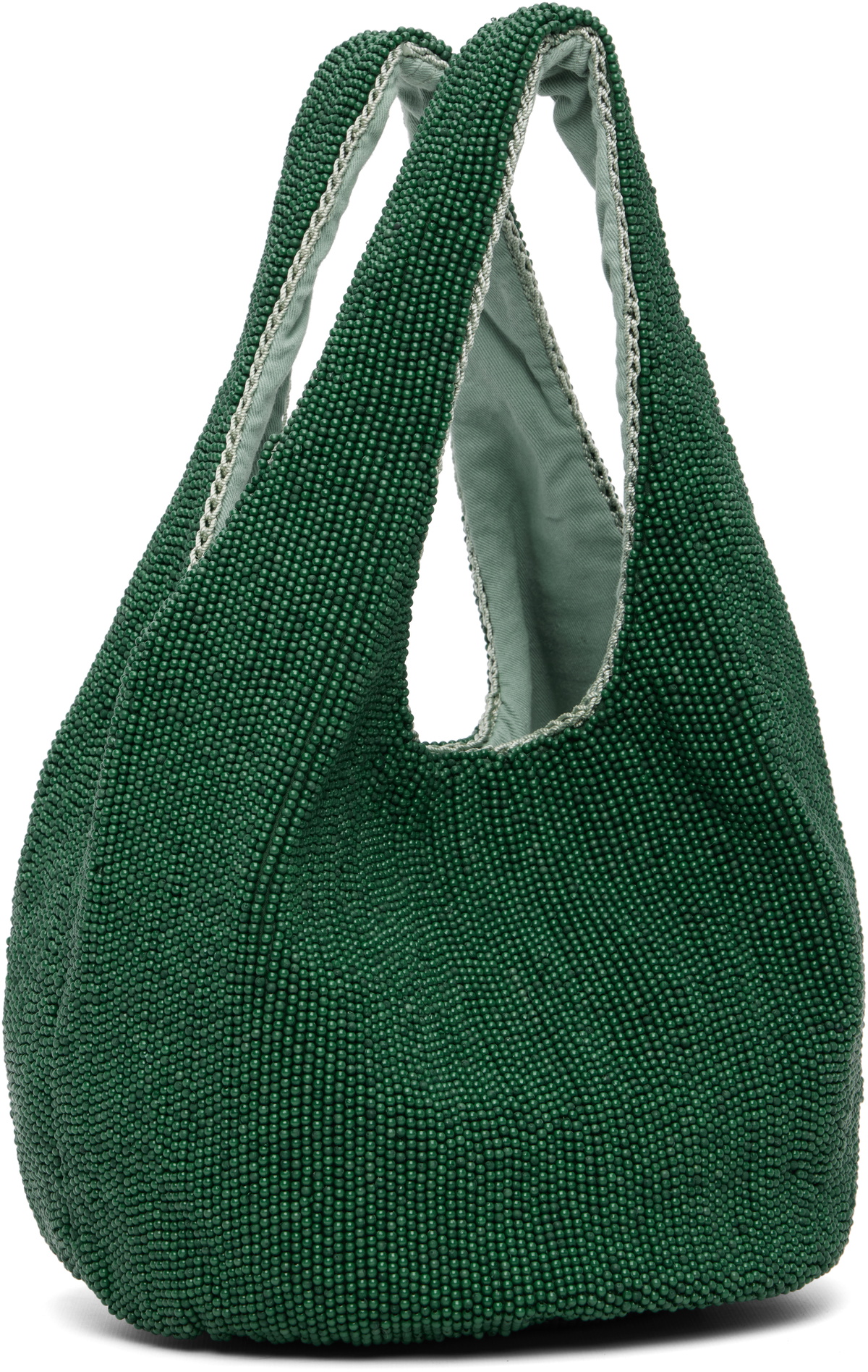 JW Anderson Green Mini Beaded Shopper Tote