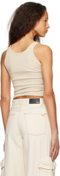 AMIRI Beige Ribbed Tank Top