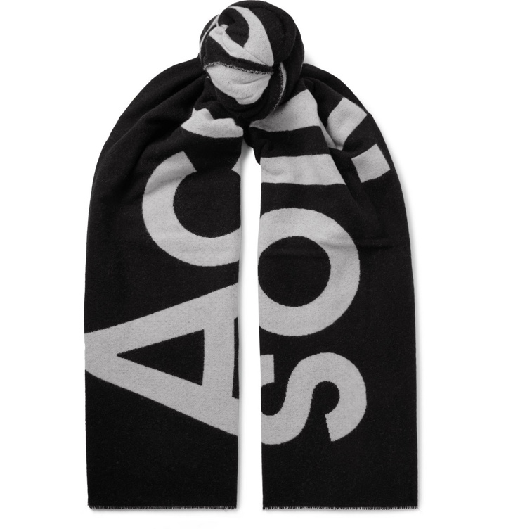 Photo: Acne Studios - Logo-Intarsia Wool-Blend Scarf - Black