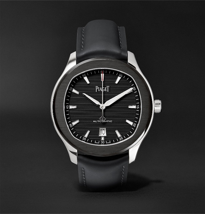 Photo: Piaget - Limited Edition Polo S Automatic 42mm Stainless Steel and Leather Watch, Ref. No. G0A42001 - Black