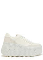 Chloe Nama Panelled Leather Flatform Sneakers White