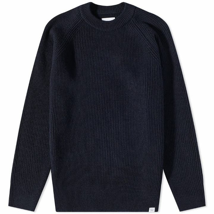 Photo: Norse Projects Men's Roald Chunky Cotton Knit in Dark Navy