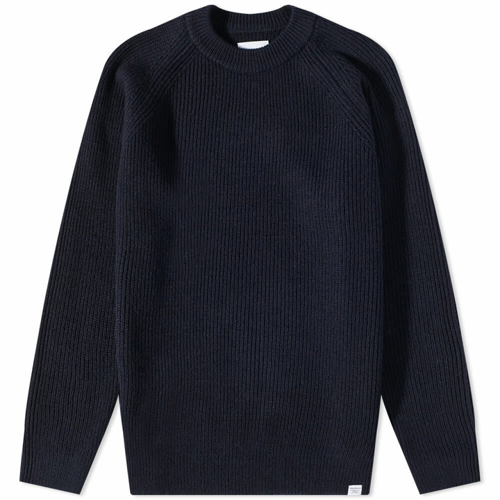 Photo: Norse Projects Men's Roald Chunky Cotton Knit in Dark Navy