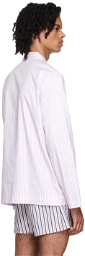 Tekla Pink Stripe Long Sleeve Pyjama Shirt