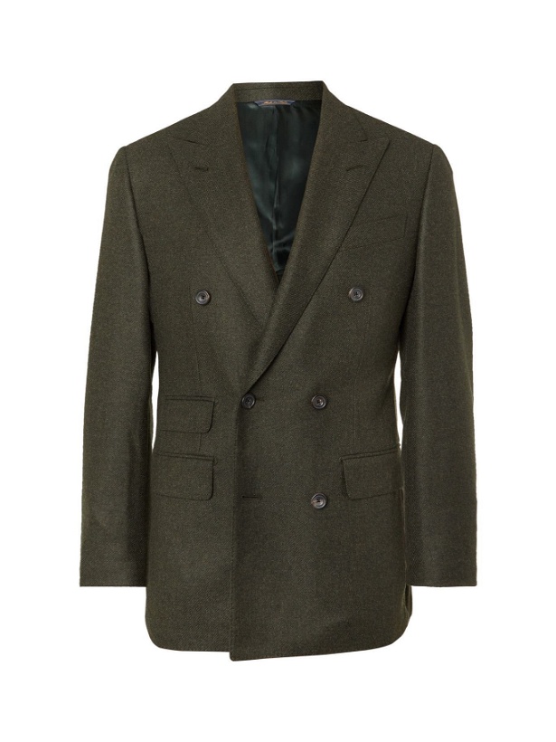 Photo: THOM SWEENEY - Double-Breasted Wool and Cashmere-Blend Blazer - Green
