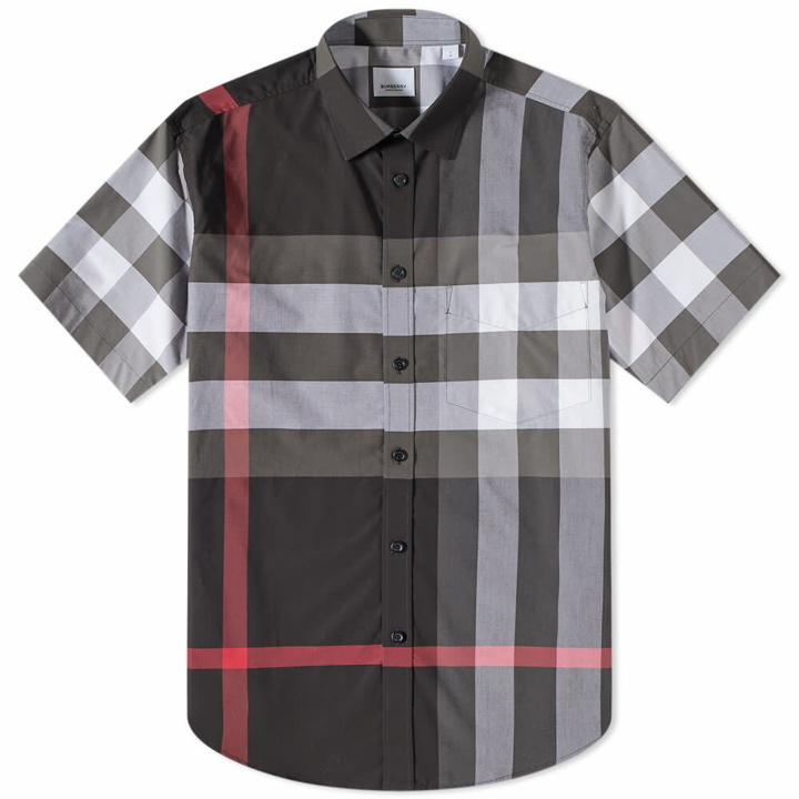 Photo: Burberry Men's Short Sleeve Somerton Check Shirt in Charcoal Check