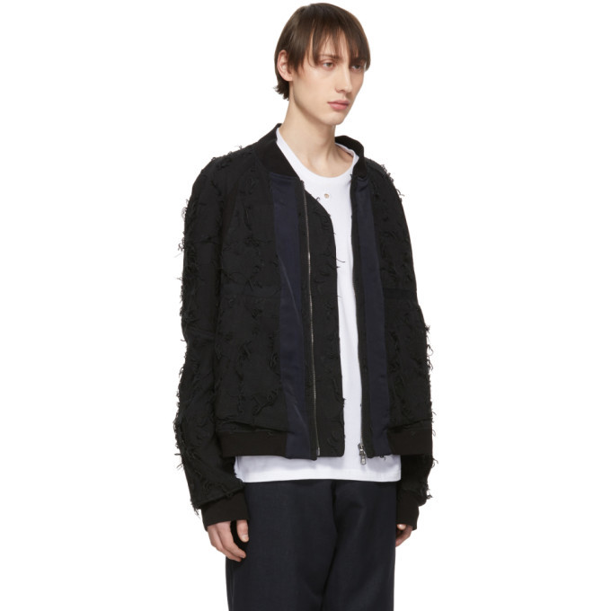Abasi Rosborough Black Limited Edition Arc Flight Fray Bomber Jacket