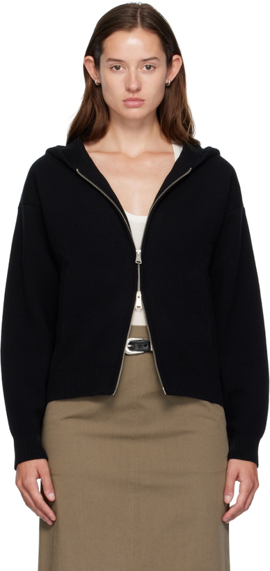 Photo: COOR Black Double Face Wool Zip Hoodie