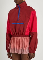 Saint Laurent Colour-blocked Shell Cropped Jacket Dark Red