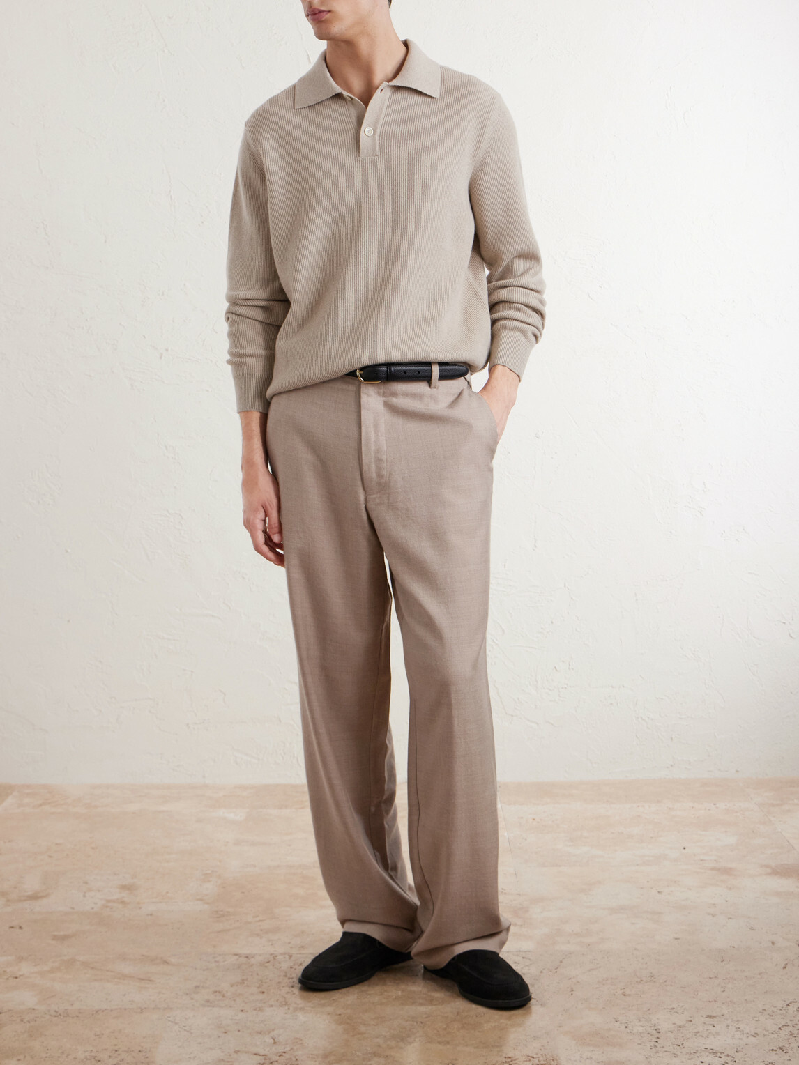 Lardini - Knitted Wool and Cashmere-Blend Polo Shirt - Neutrals