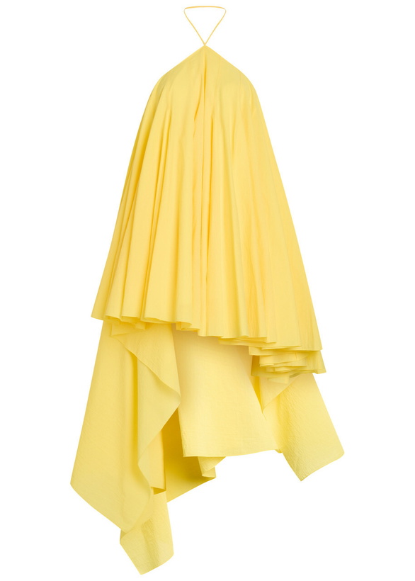 Photo: Jacquemus La Triangle Courte Asymmetric Cotton-blend Mini Dress Yellow