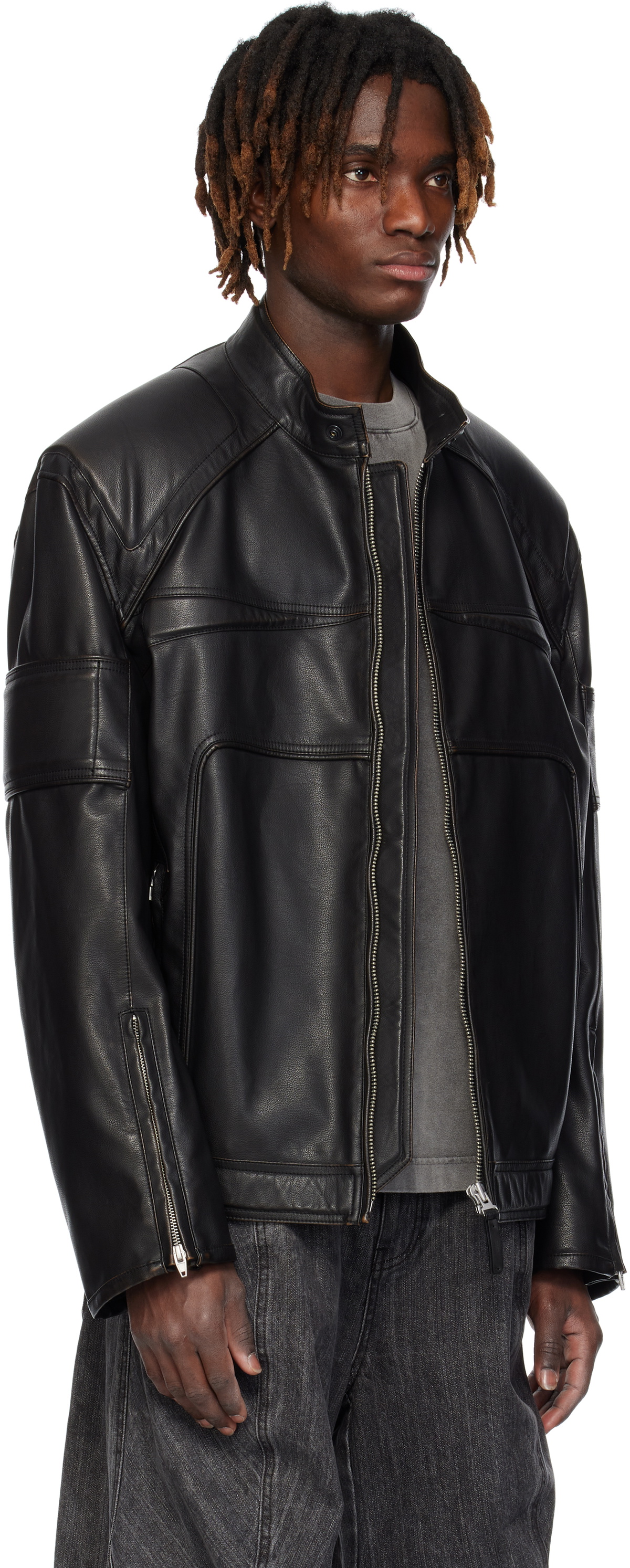 Juun.J Black Rider Faux-Leather Jacket Juun.J