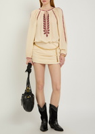 Isabel Marant étoile Ludy Embroidered Cotton Mini Dress Beige