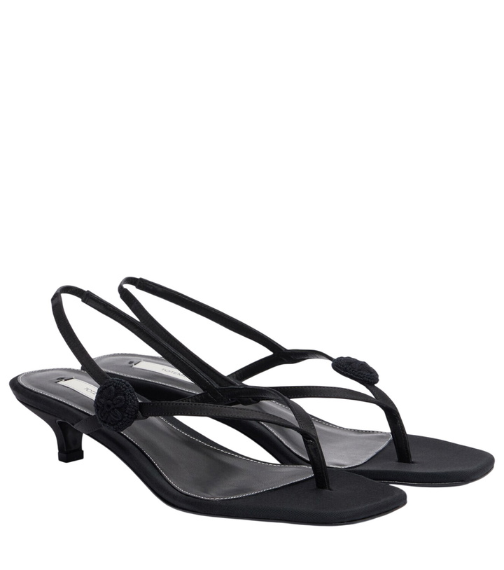 Photo: Toteme Floral-appliqué suede slingback sandals