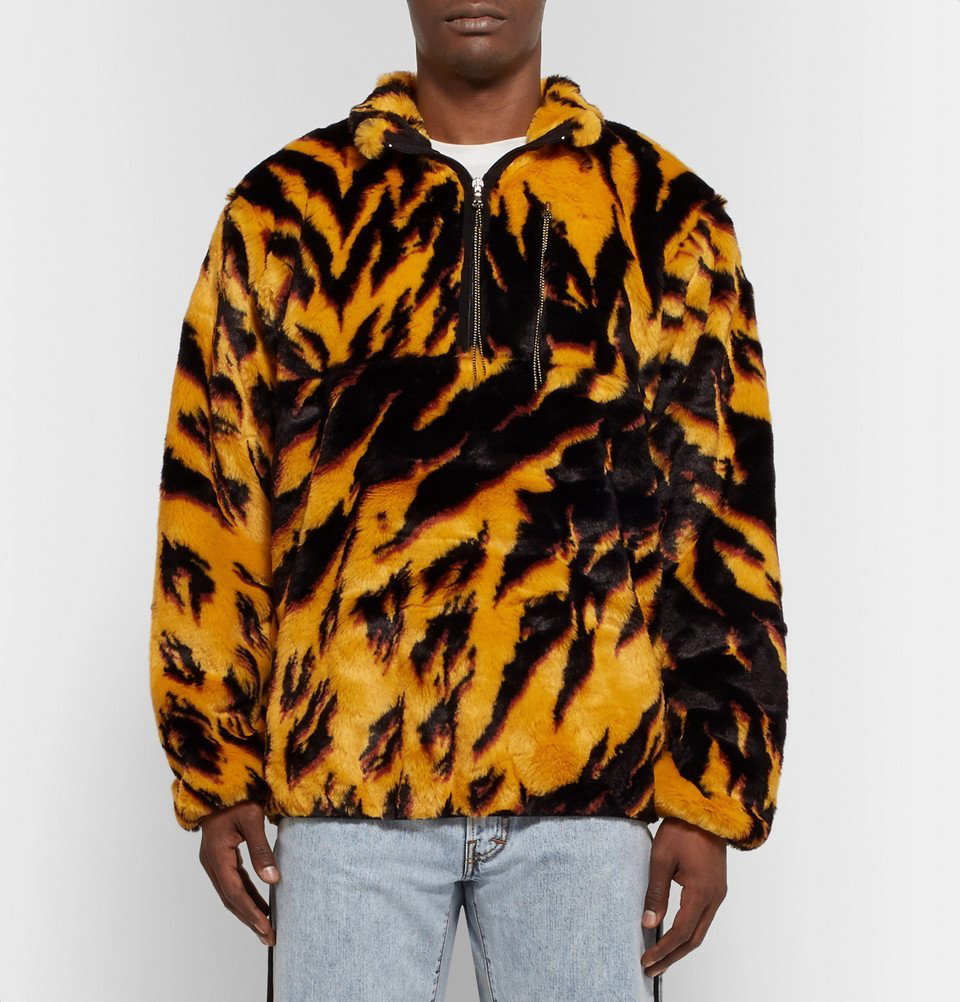 Aries - Leopard-Print Faux Fur Half-Zip Jacket - Men - Yellow ARIES
