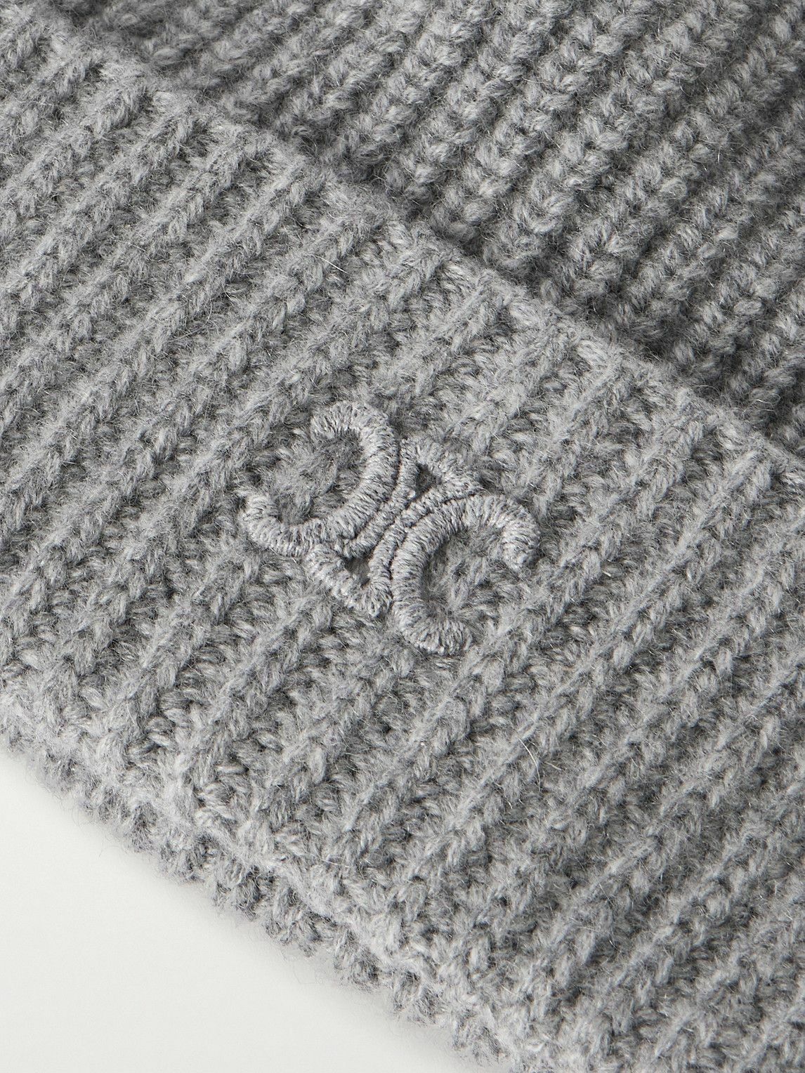 CELINE - Logo-Embroidered Ribbed Cashmere Beanie