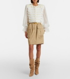 Balmain Belted cotton gabardine midi skirt