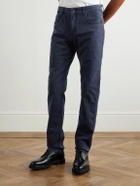 Purdey - Slim-Fit Straight-Leg Cotton-Blend Twill Trousers - Blue