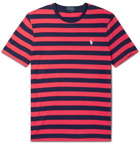POLO RALPH LAUREN - Slim-Fit Logo-Embroidered Striped Cotton-Jersey T-Shirt - Red