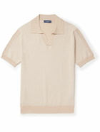 Frescobol Carioca - Rino Birdseye Cotton and Silk-Blend Polo Shirt - Neutrals