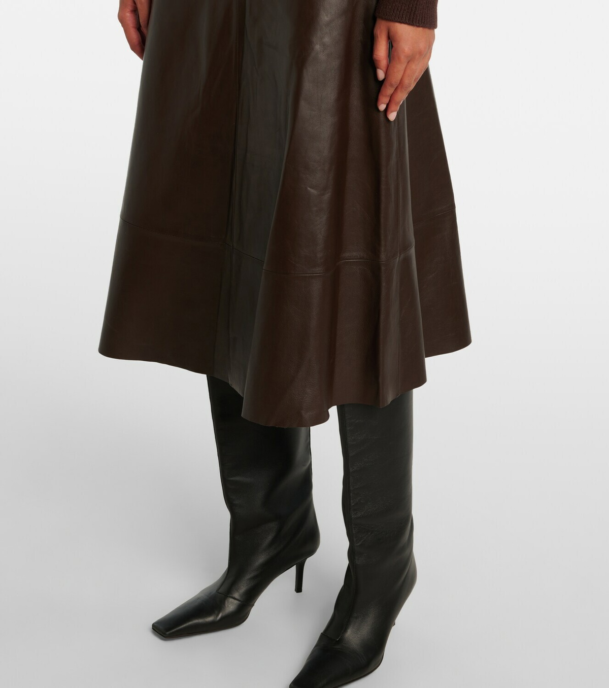 Yves Salomon Leather midi skirt