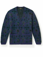 Beams Plus - Floral-Print Jacquard-Knit Cardigan - Blue