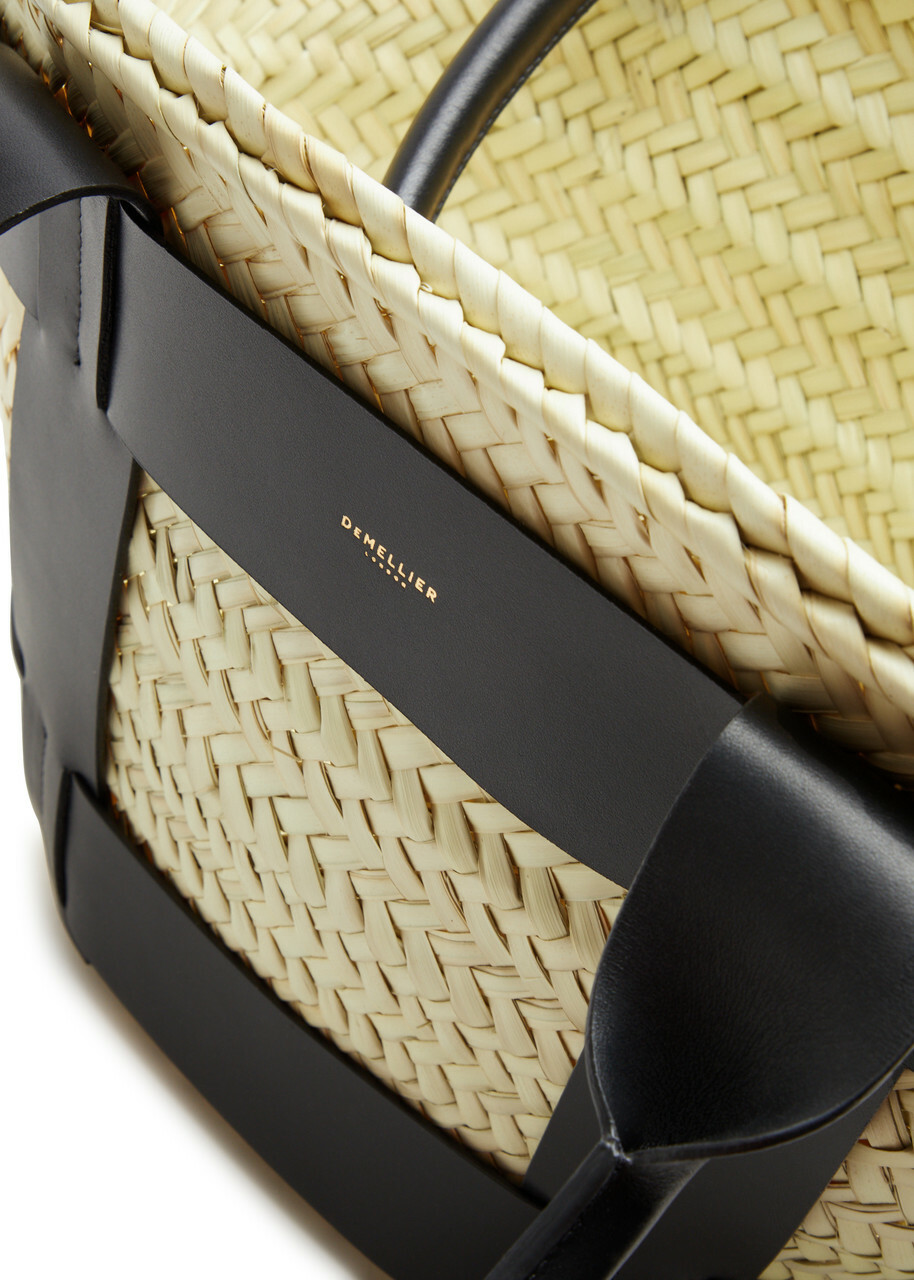 【DEMELLIER】The Santorini straw basket bag The Santorini | Natural Basket Black Smooth | DeMellier