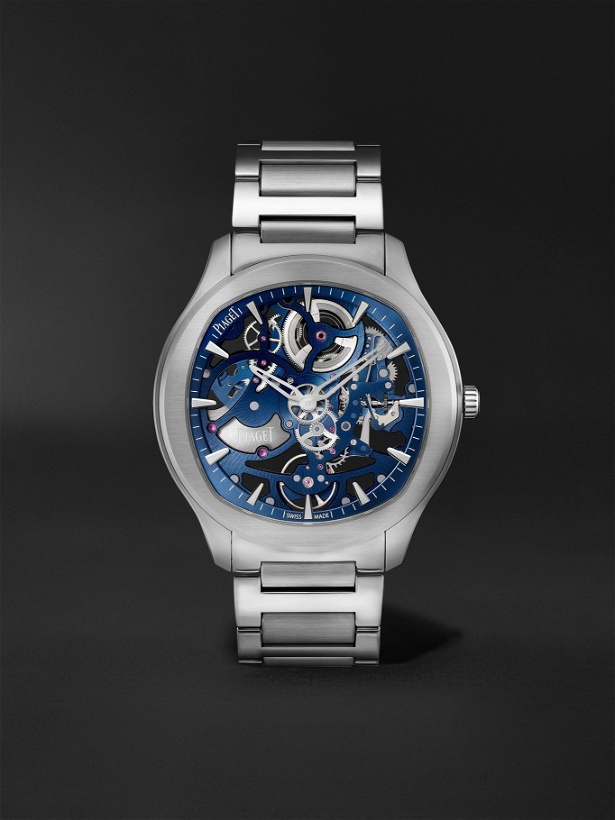 Photo: PIAGET - Polo Skeleton Automatic 42mm Stainless Steel Watch, Ref. No. G0A45004 - Blue