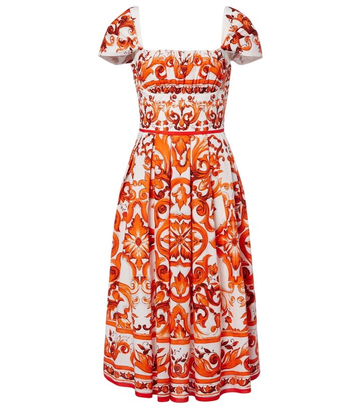 Photo: Dolce&Gabbana Majolica printed cotton poplin midi dress