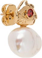 JIWINAIA Gold & White Dragon Pearl Single Earring