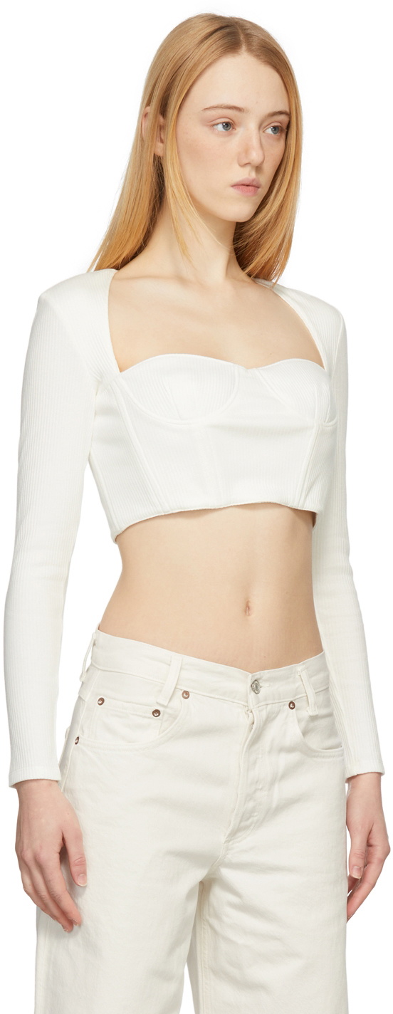 Rokh White Bustiere Corset Long Sleeve T-Shirt