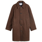 Corridor Men's Herringbone Raglan Overcoat in Brown