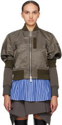 sacai Taupe Puff Sleeve Bomber Jacket