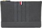 Thom Browne Gray Large Wool 4-Bar Pouch