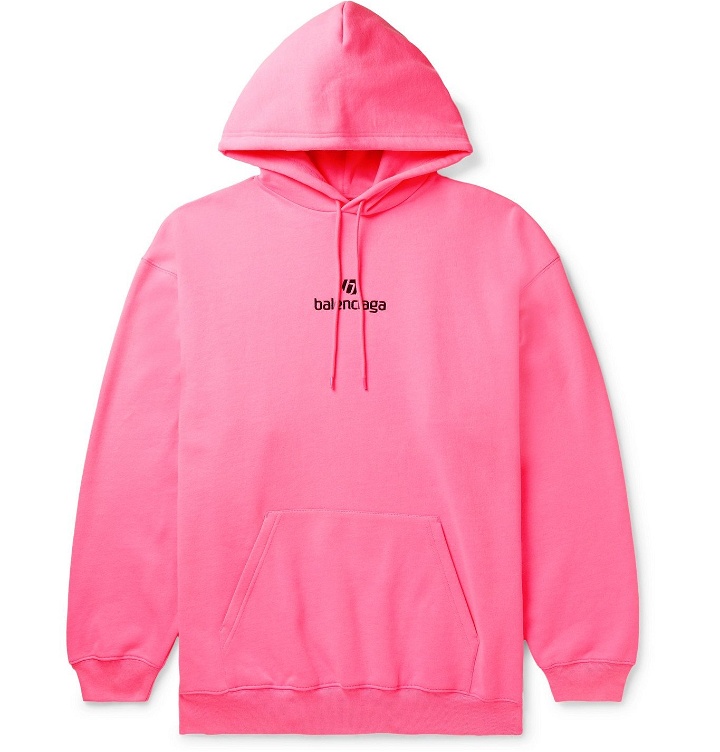 Photo: Balenciaga - Logo-Embroidered Fleece-Back Cotton-Jersey Hoodie - Pink