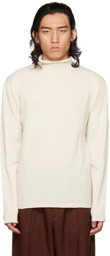 Photo: Jil Sander Off-White Roll Neck Sweater