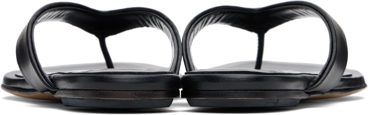 Le Monde Beryl Black Leather Thong Sandals