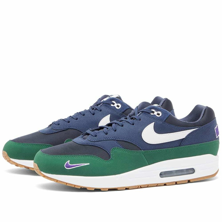 Photo: Nike Air Max 1 '87 QS W Sneakers in Obsidian/White/Navy/Green