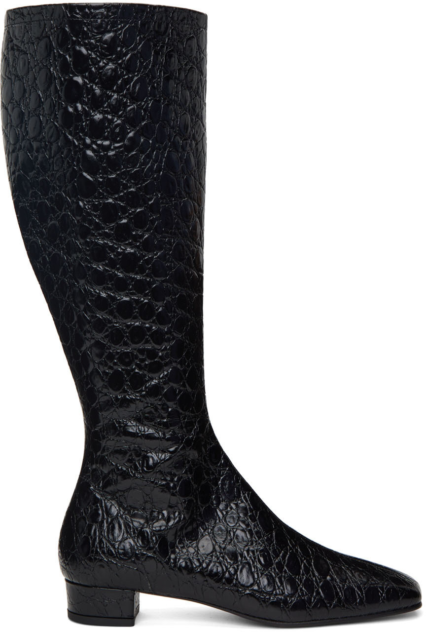 BY FAR Black Croc Edie Boots By Far