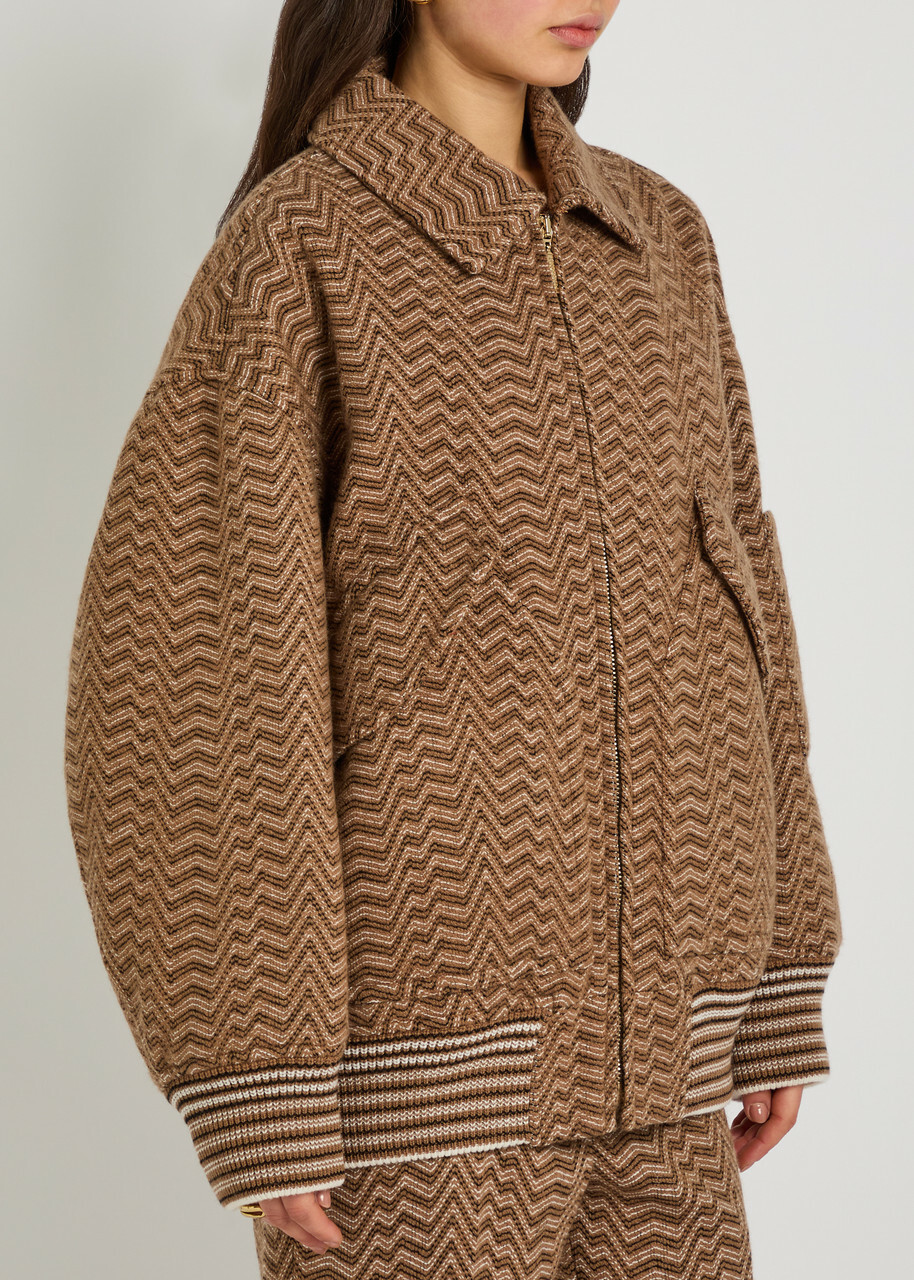 Missoni Zigzag Wool-blend Bomber Jacket Camel