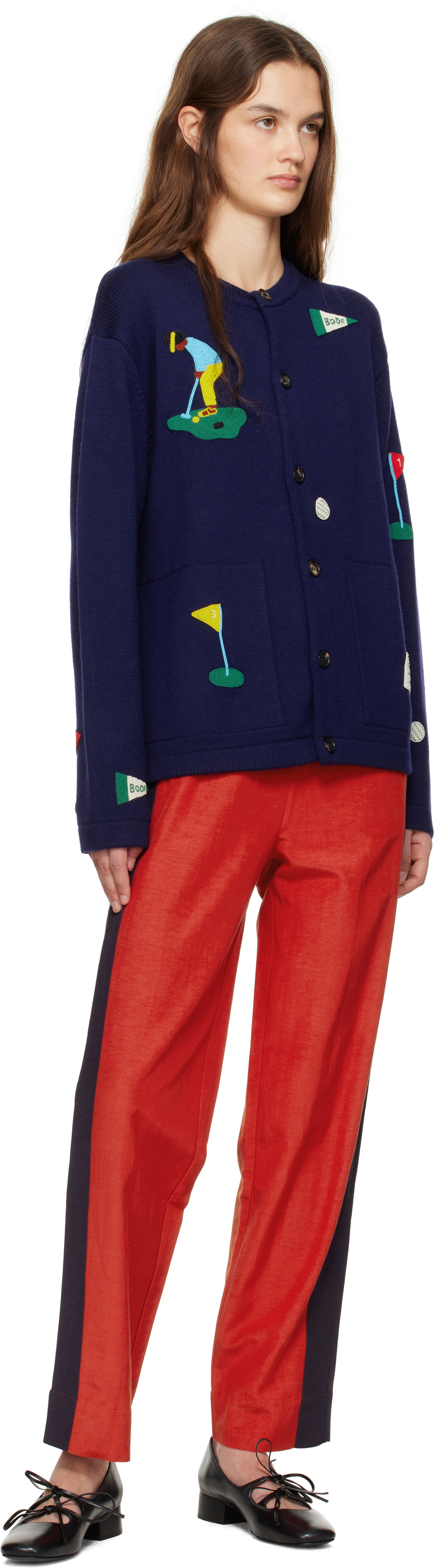 Bode Navy Golf Cardigan