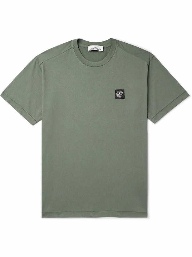 Photo: Stone Island - Logo-Appliquéd Cotton-Jersey T-Shirt - Green
