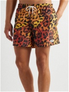 Bather - Straight-Leg Mid-Length Leopard-Print Swim Shorts - Brown