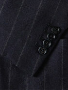 Lardini - Double-Breasted Pinstriped Wool and Cashmere-Blend Blazer - Blue