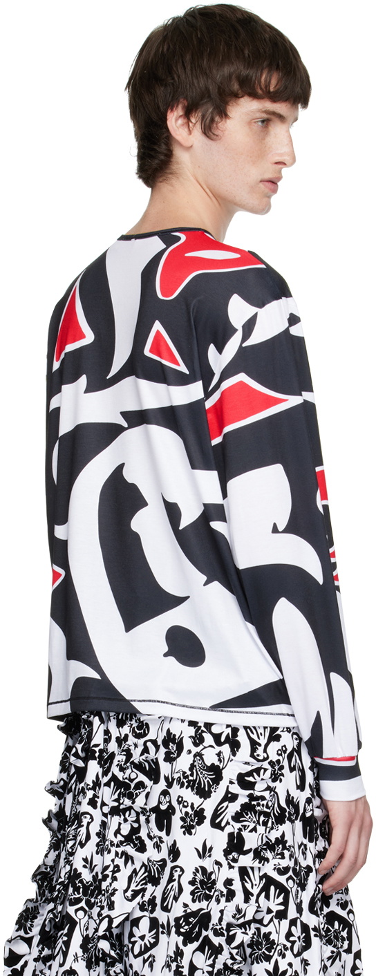 Chopova Lowena Black & White Graphic Long Sleeve T-Shirt Chopova