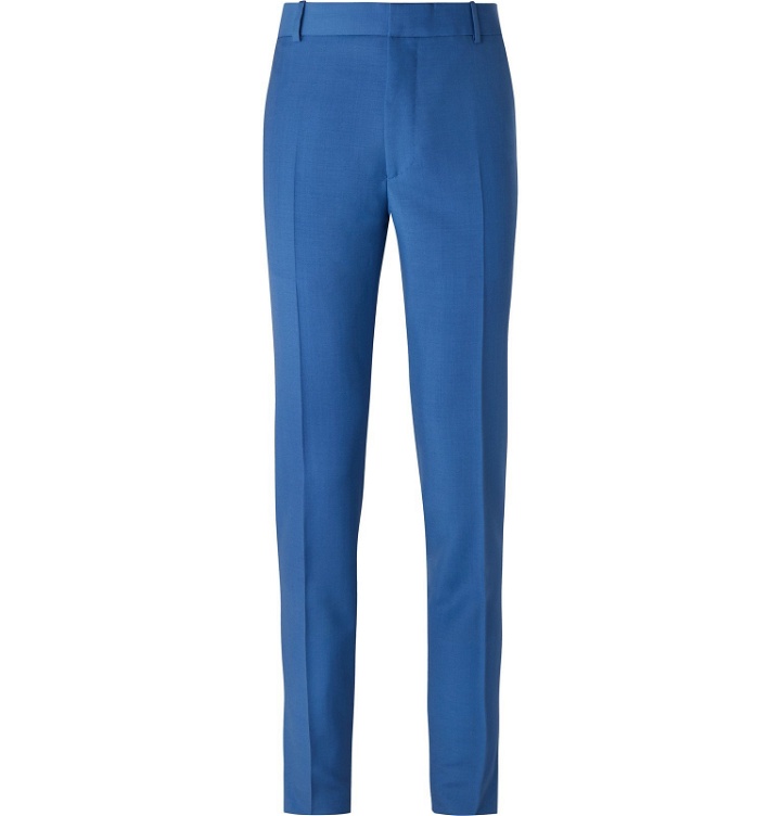 Photo: Alexander McQueen - Cobalt-Blue Slim-Fit Wool and Mohair-Blend Suit Trousers - Blue