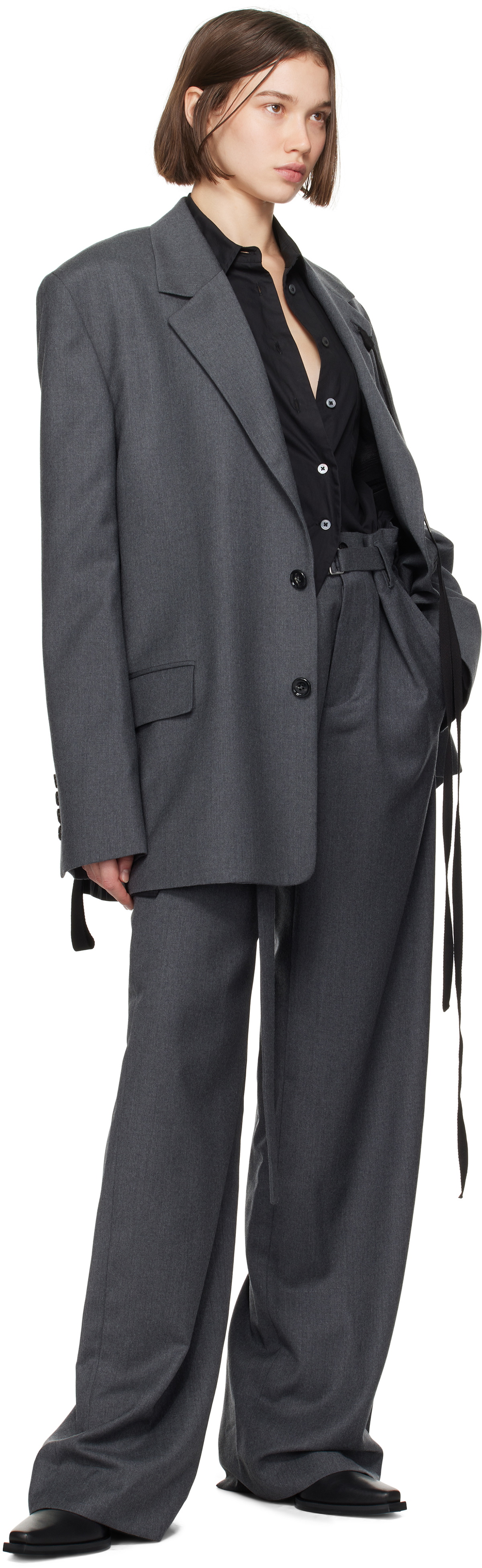 Ann Demeulemeester Gray Linna High-Comfort Trousers